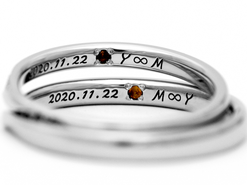 フォント刻印+誕生石リング