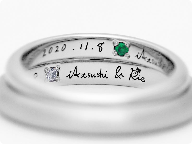 直筆刻印+誕生石リング