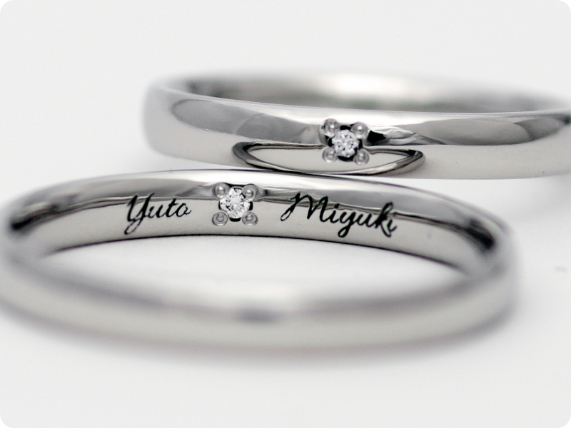 フォント刻印+ツインダイヤリング