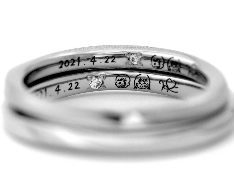 直筆刻印+ツインダイヤリング