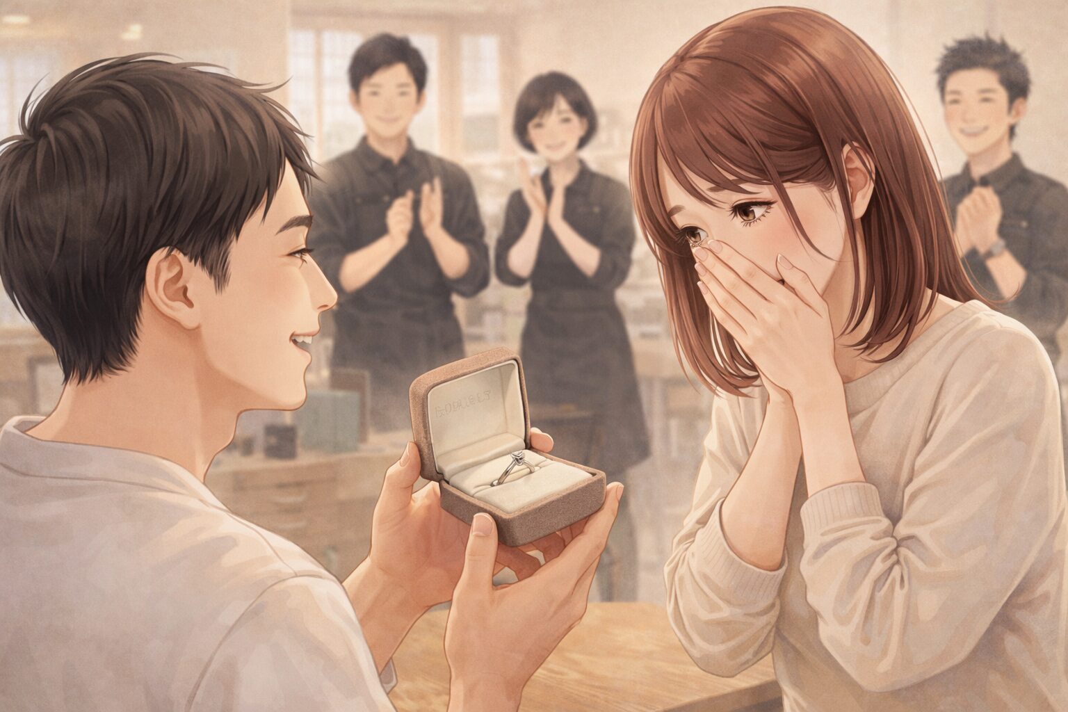 ジュエリーショップの店員にサプライズポロポーズ成功