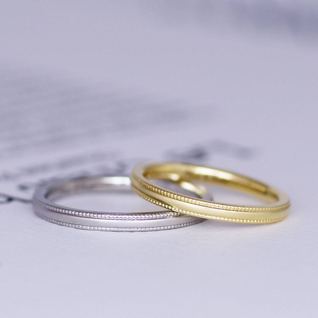 ミルグレインのアンティークな結婚指輪（マリッジリング）