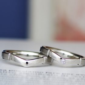新潟のジュエリー工房アトリエクラムでのプラチナ製個性的デザインの手作り結婚指輪