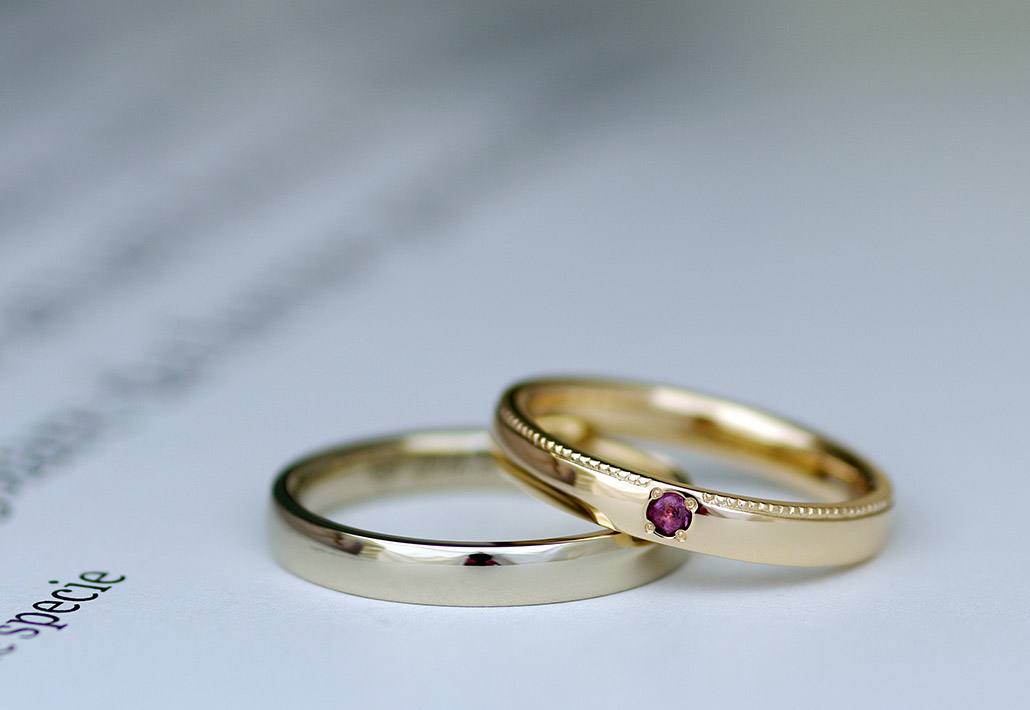 長岡の指輪のお店で作られたゴールドの結婚指輪（マリッジリング）