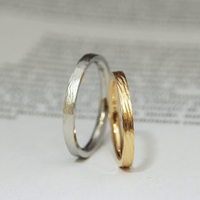 ヴィンテージ風なプラチナとピンクゴールドの結婚指輪（マリッジリング）