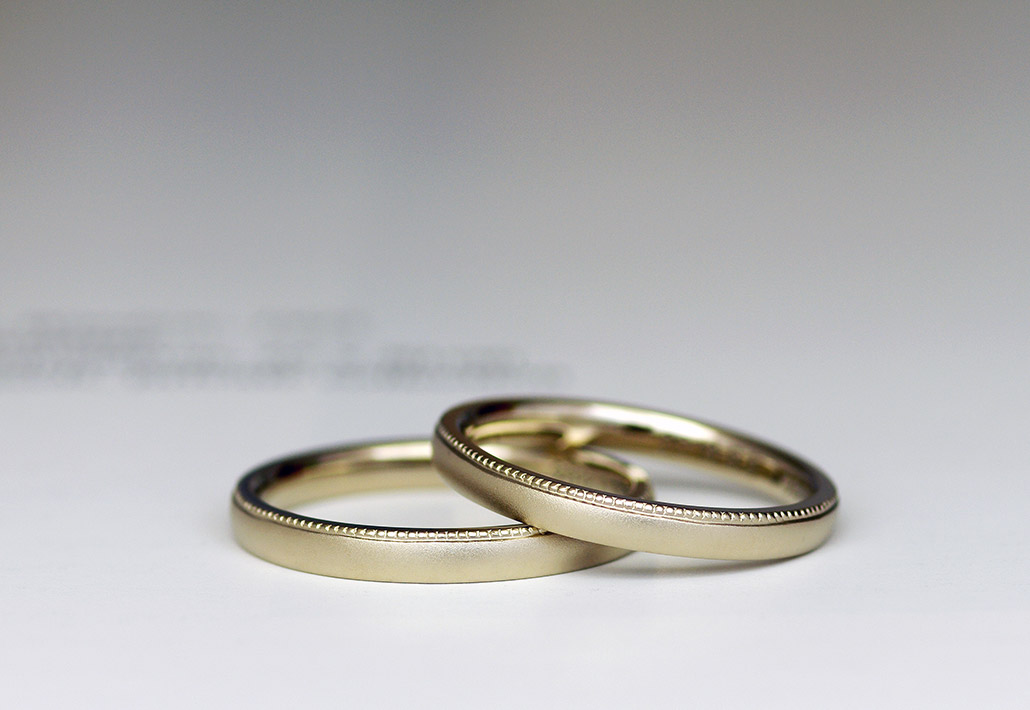 アトリエクラムで人気のブラウンゴールドの地金を使った手作り結婚指輪（マリッジリング）