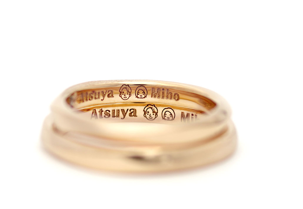 結婚指輪（マリッジリング）の内側に刻印された似顔絵（イラスト）