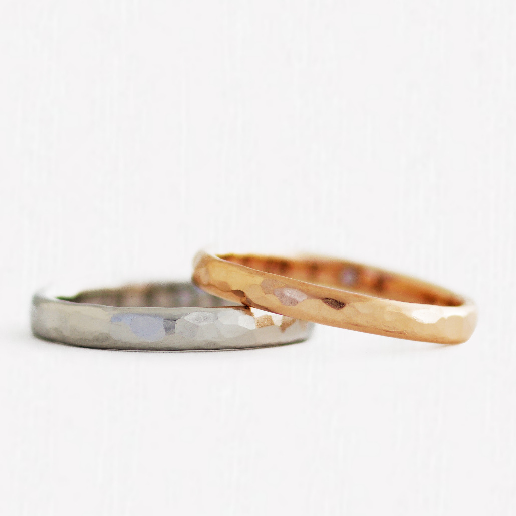 鍛造製法の手作り結婚指輪