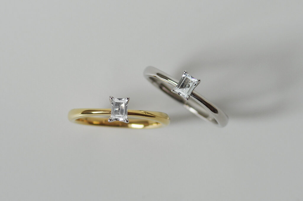 バゲットカットダイヤモンドの婚約指輪